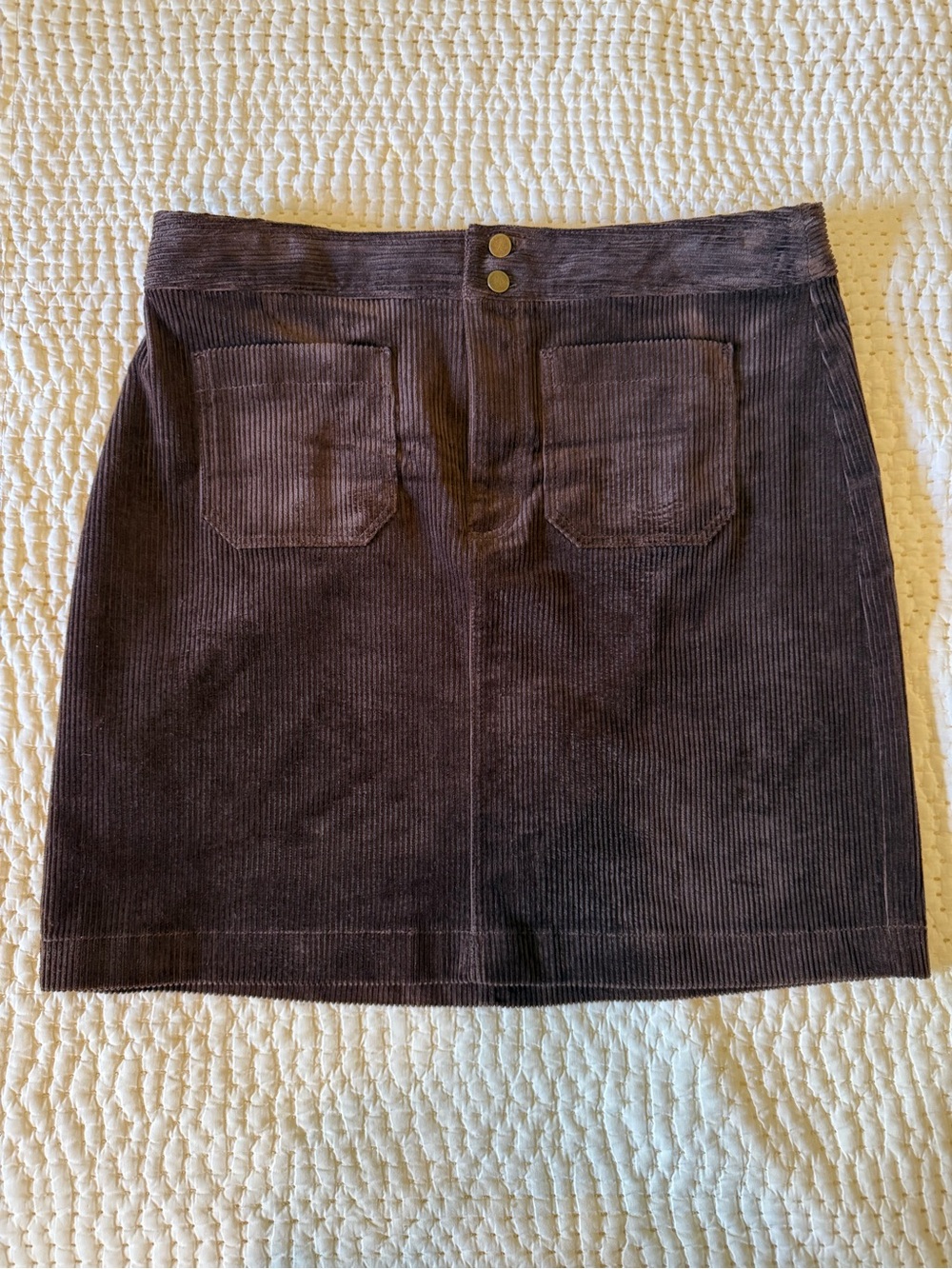 LOFT Espresso Brown Corduroy A-line Skirt Size 10